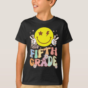 Hallo Fifth Grade Hippie Smile Gezicht 5th Grade T T-shirt