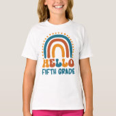 Hallo Fifth Grade Retro stijl boho regenboog T-shirt (Voorkant)