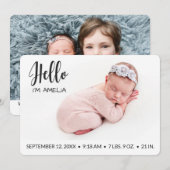 hallo foto van baby girl modern minimalistisch aankondiging (Voorkant / Achterkant)