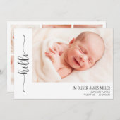 hallo Fotokaart van geboorte Aankondiging (Voorkant / Achterkant)