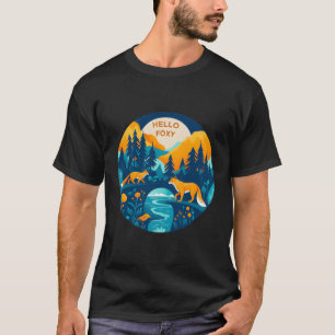 Hallo Fox Natuur Scène Bos Wilde Bomen Bossen Ani T-shirt