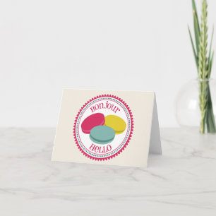 Hallo Franse Macarons Notecard - Bonjour Kaart