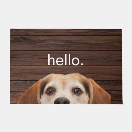 hallo Funny Beagle Dog Face Wood Back Deurmat (Voorkant)