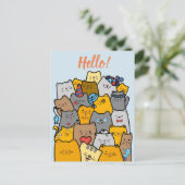 hallo// Funny Cat Doodle Briefkaart (Staand voorkant)