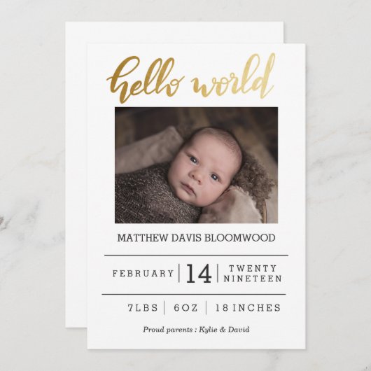 Hallo Geboorteaankondiging Aankondiging (Voorkant / Achterkant)