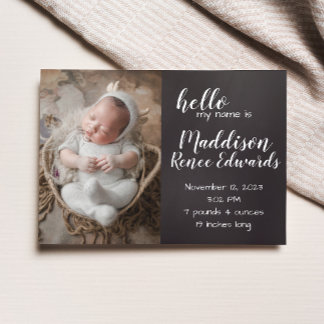 hallo geboortedatum van het bord met foto's kaart