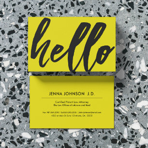 Hallo Geel Fancy script Sunshine Yellow Visitekaartje