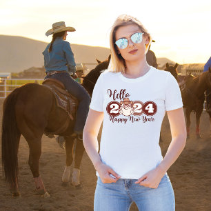 Hallo Gelukkig Nieuwjaar 2024 Cowboy T-shirt