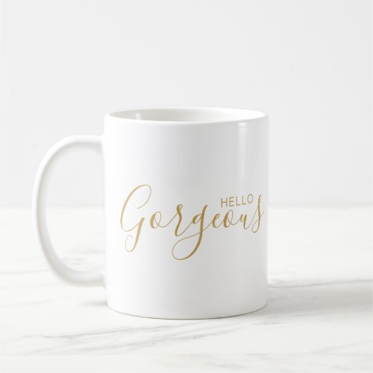 hallo geweldige Gold Script Modern Coffee Mok (Links)
