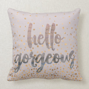 hallo geweldige Lila Periwinkle Roos Gold Confetti Kussen