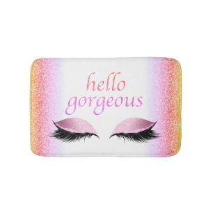 hallo geweldige Makeup Eyelashes Roze Glitter Girl Badmat