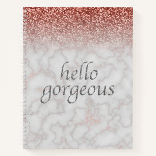 hallo geweldige Roos Gold Marble Ombre Glitter Gla Notitieboek