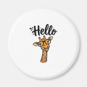 Hallo Giraffe Vintage Gravure Cute Animal T-shirt_ Magneet