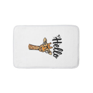 Hallo Giraffe Vintage Gravure Cute Dieren T-shirt_ Badmat