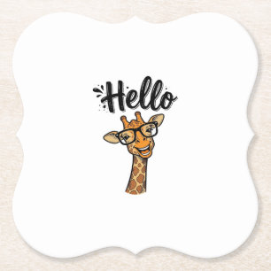 Hallo Giraffe Vintage Gravure Cute Dieren T-shirt_ Kartonnen Onderzetters