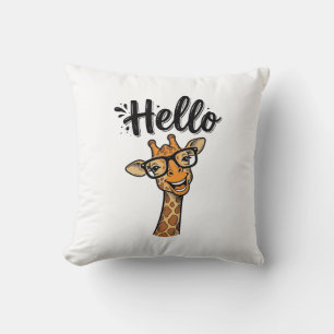 Hallo Giraffe Vintage Gravure Cute Dieren T-shirt_ Kussen