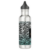 Hallo Girly Mint Zwart Zebra Print Ombre Waterfles (Links)