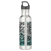 Hallo Girly Mint Zwart Zebra Print Ombre Waterfles (Achterkant)