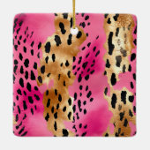 Hallo Girly Pink Glam Gold Leopard Keramisch Ornament (Achterkant)