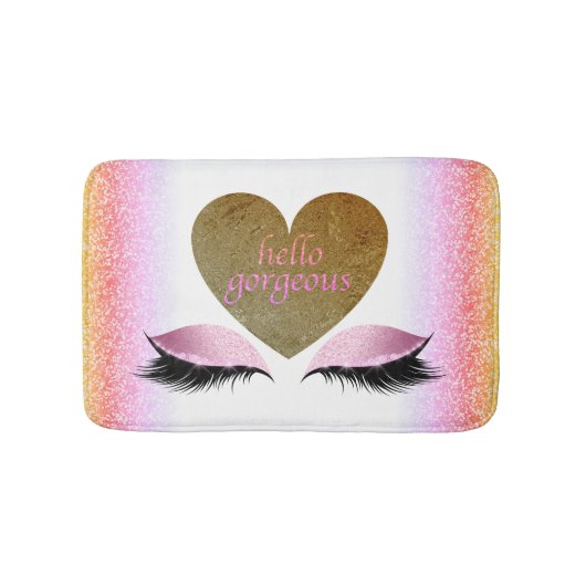 hallo Glam Makeup Eyelashes Gold Heart Badmat (Voorkant)