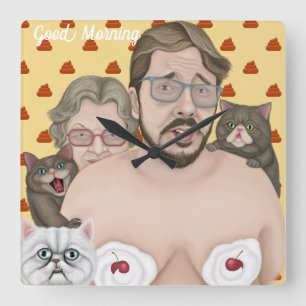 Hallo, Goedemorgen Vierkante Klok