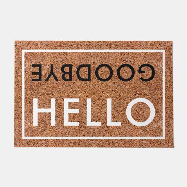 hallo Goodbye Typografie Welcome Coir Deurmat (Voorkant)