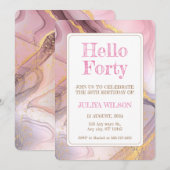 Hallo Goud glitter roze verjaardagsfeestje Kaart (Voorkant / Achterkant)