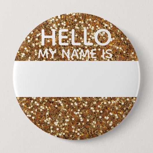 Hallo Gouden Faux Glitter Ronde Button 4,0 Cm (Voorkant)