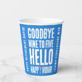 Hallo Grappig afscheid 9 tot 5 Papieren Bekers (Achterkant)