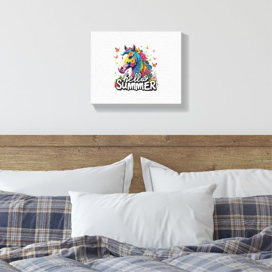 Hallo Grappig zomer paard Canvas Afdruk (Insitu (Slaapkamer))
