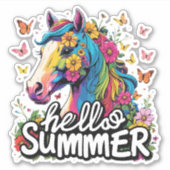 Hallo Grappig zomer paard Sticker (Voorkant)