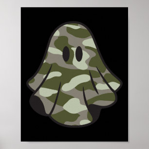 Hallo Grappige Halloween Camouflage Camo Ghost Poster
