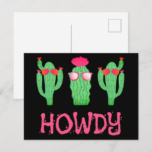 Hallo Grappige Westerse Cactus Cartoon Karakters Briefkaart