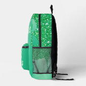 Hallo Groene glitter met monogram | Bedrukte Rugzak (Rechts)
