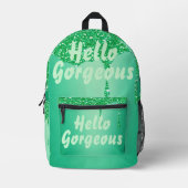 Hallo Groene glitter met monogram | Bedrukte Rugzak (Voorkant)