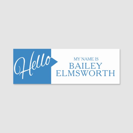 Hallo Groeten Introductie blauw aangepaste naam la Naamplaatje (Voorkant)