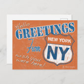 "Hallo, groeten uit New York", NYC Retro Briefkaart (Voorkant / Achterkant)