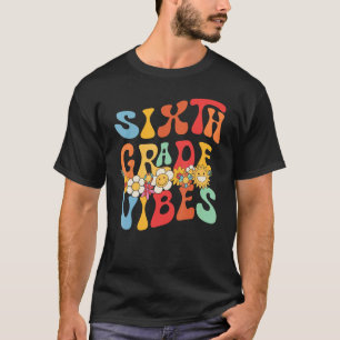 Hallo Groovy 6th Grade Vibes Retro Teacher Terug N T-shirt
