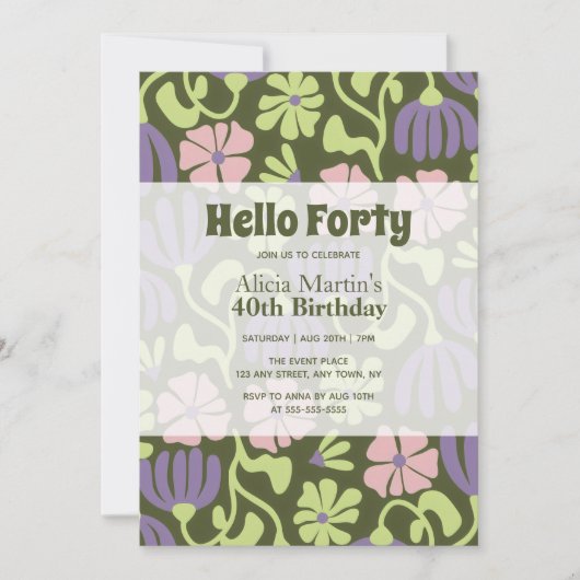 Hallo Groovy Flower Kaart (Voorkant)