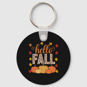Hallo Groovy Herfst Autumn Maple Leaves Pumpkin Le Sleutelhanger