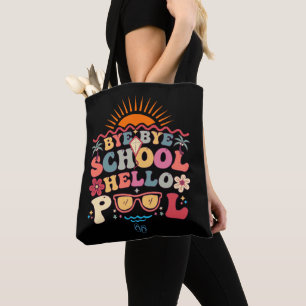 Hallo Groovy Retro Design Bye School Draagtas