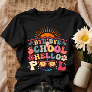 Hallo Groovy Retro Design Bye School T-shirt