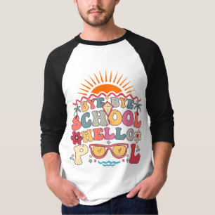 Hallo Groovy Retro Design Bye School T-shirt