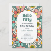 Hallo Groovy Retro Hippie Flower Kaart (Voorkant)