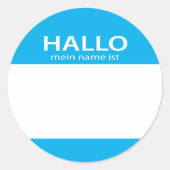 Hallo Hallo Mein Naam Lijst Duits Ronde Sticker (Voorkant)