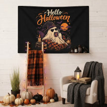 Hallo Halloween Schattig Spookje Drinkt Koffie