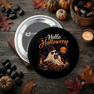 Hallo Halloween Schattig Spookje Koffie Drinken Ronde Button 5,7 Cm