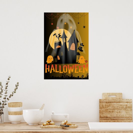Hallo Halloween, Schattige en Horror Boo Graphic Poster (Keuken)
