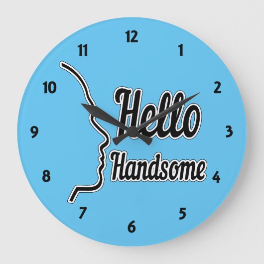 hallo Handsome Typography and Face Profile Outline Grote Klok (Voorkant)
