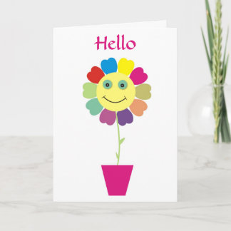 Hallo Happy Face Sunflower Wenskaart Kaart